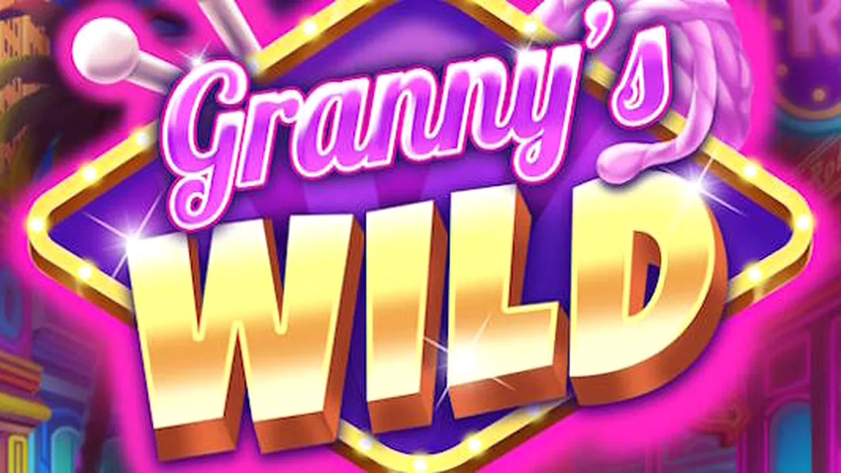 Tampilan visual permainan slot Granny's Wild dengan elemen neon dan simbol koin